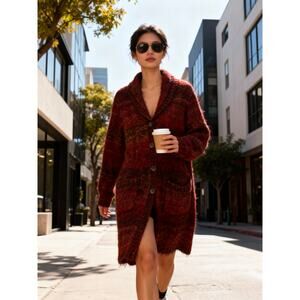 Chico's Wool Blend Longline Sweater Cardigan Size 2 Vintage